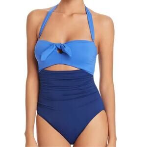 New Lauren by Ralph Lauren Beach Club Solids One Piece Swimsuit Blue  Size 6 NWT
